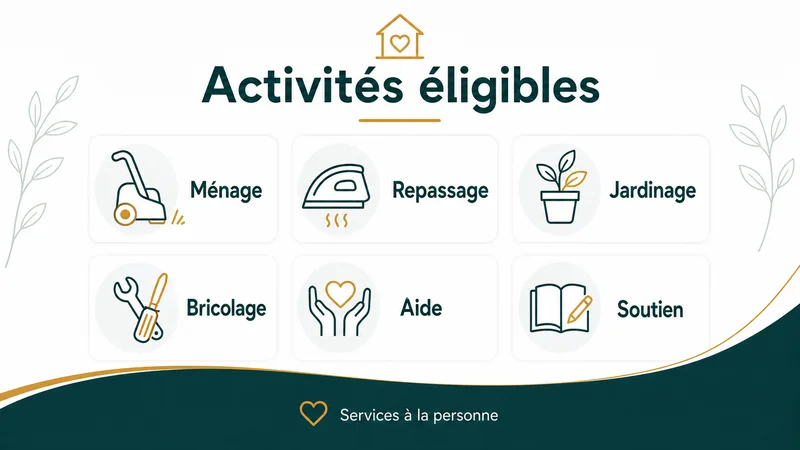 Infographie des familles d'activités éligibles aux services à la personne