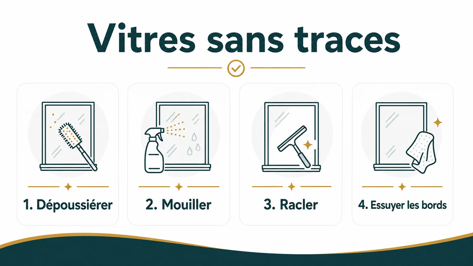 Fenêtre parfaitement propre laissant passer la lumière naturelle sans auréoles