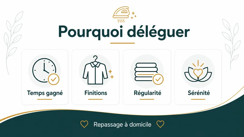 Infographie des bénéfices d'un service de repassage à domicile