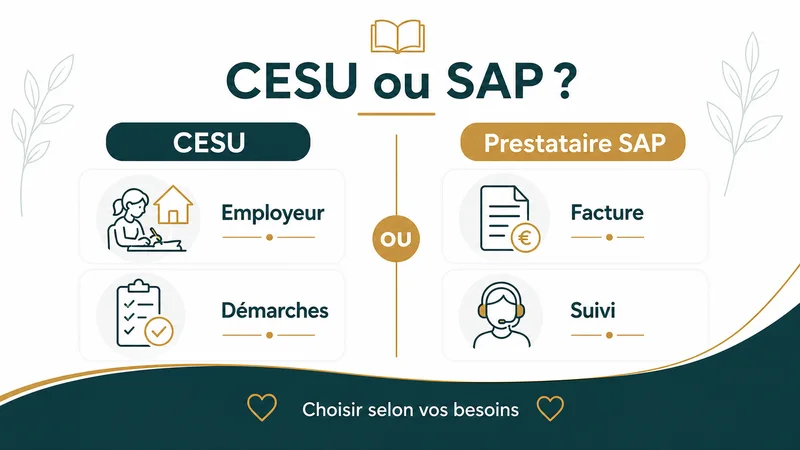 Infographie comparant CESU et prestataire SAP pour le soutien
